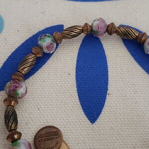 Alex and Ani  Vintage Rose Gold Flower beaded Wrap bangle  A-93